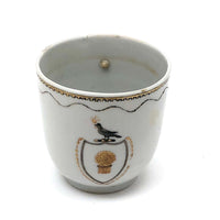 Made Do Hybrid: 18th C. Hand-painted Chinese Export Tea Cup with Riveted Replacement Handle