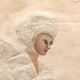 SOLD Fantastic Early 19th C. Pinprick Watercolor Portrait of Beggar and Child