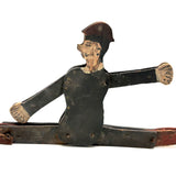 Well Knocked Around Old Wire Jointed Man with Red Stockings and Large Hands