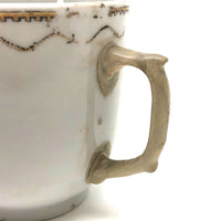 Made Do Hybrid: 18th C. Hand-painted Chinese Export Tea Cup with Riveted Replacement Handle