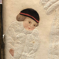 SOLD Fantastic Early 19th C. Pinprick Watercolor Portrait of Beggar and Child