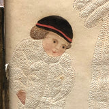 SOLD Fantastic Early 19th C. Pinprick Watercolor Portrait of Beggar and Child