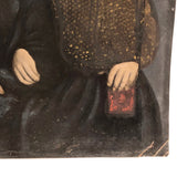19th C. Folk Art Painted Full Plate Tintype of Stern Looking Couple with Bible (in Large Hand!)