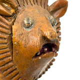 Lion and Lioness, Wonderful Pair of Folk Carvings, Signed