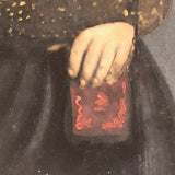 19th C. Folk Art Painted Full Plate Tintype of Stern Looking Couple with Bible (in Large Hand!)