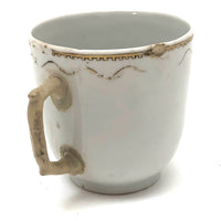 Made Do Hybrid: 18th C. Hand-painted Chinese Export Tea Cup with Riveted Replacement Handle