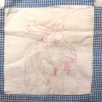 Charming Old Hand-Embroidered Gingham Child's Quilt