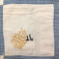Charming Old Hand-Embroidered Gingham Child's Quilt
