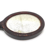 Wonderful Old Folk Art Oak Carved Hand Mirror with Acorns