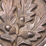 Wonderful Old Folk Art Oak Carved Hand Mirror with Acorns