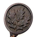 Wonderful Old Folk Art Oak Carved Hand Mirror with Acorns