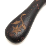 Wonderful Old Folk Art Oak Carved Hand Mirror with Acorns