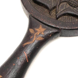 Wonderful Old Folk Art Oak Carved Hand Mirror with Acorns