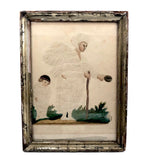 SOLD Fantastic Early 19th C. Pinprick Watercolor Portrait of Beggar and Child