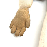 Bright Eyed Large Presumed Inuit Cloth Doll with Embroidered Face on Hide and Yarn Hair