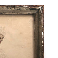 SOLD Fantastic Early 19th C. Pinprick Watercolor Portrait of Beggar and Child