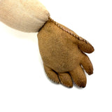 Bright Eyed Large Presumed Inuit Cloth Doll with Embroidered Face on Hide and Yarn Hair