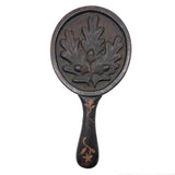 Wonderful Old Folk Art Oak Carved Hand Mirror with Acorns
