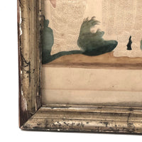 SOLD Fantastic Early 19th C. Pinprick Watercolor Portrait of Beggar and Child