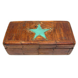 Sweet Old Tramp Art Match Stick Box with Painted Star and Rich Patina
