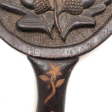 Wonderful Old Folk Art Oak Carved Hand Mirror with Acorns