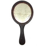 Wonderful Old Folk Art Oak Carved Hand Mirror with Acorns
