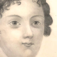 Minnie! Signed 1872 Graphite Portrait with Miniature Portraits on Necklace and Earring