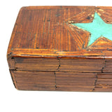 Sweet Old Tramp Art Match Stick Box with Painted Star and Rich Patina