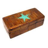 Sweet Old Tramp Art Match Stick Box with Painted Star and Rich Patina