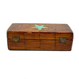 Sweet Old Tramp Art Match Stick Box with Painted Star and Rich Patina