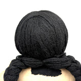 Bright Eyed Large Presumed Inuit Cloth Doll with Embroidered Face on Hide and Yarn Hair