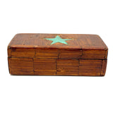 Sweet Old Tramp Art Match Stick Box with Painted Star and Rich Patina