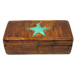 Sweet Old Tramp Art Match Stick Box with Painted Star and Rich Patina