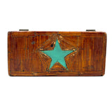 Sweet Old Tramp Art Match Stick Box with Painted Star and Rich Patina