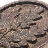 Wonderful Old Folk Art Oak Carved Hand Mirror with Acorns