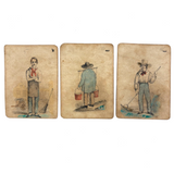 Three Early Edition c. 1843 Hand-colored, Wood Engraved Dr. Busby Cards, First Known American Card Game