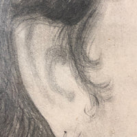 Minnie! Signed 1872 Graphite Portrait with Miniature Portraits on Necklace and Earring