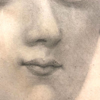 Minnie! Signed 1872 Graphite Portrait with Miniature Portraits on Necklace and Earring