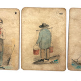 Three Early Edition c. 1843 Hand-colored, Wood Engraved Dr. Busby Cards, First Known American Card Game