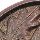 Wonderful Old Folk Art Oak Carved Hand Mirror with Acorns