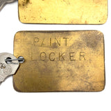 Evocative Combination, Set of Six Punched Type Old Brass (Factory?) Key Fobs with Keys