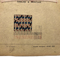 1932-33 French Weaving School Matelasse Weaving Pattern and Sample