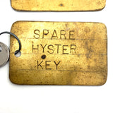 Evocative Combination, Set of Six Punched Type Old Brass (Factory?) Key Fobs with Keys
