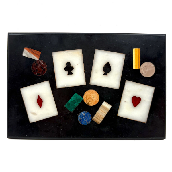Italian Pietra Dura Playing Cards Panel (Presumed Former Box Lid)