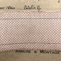 1932-33 French Weaving School Matelasse Weaving Pattern and Sample