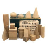 C. 1920s Milton Bradley Geometric Solids in Original Green Painted Box