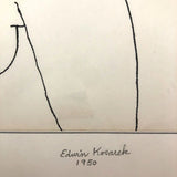Edwin Kosarek 1950 Ink Portrait of Woman With Long Hair
