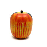 Extra Large Old Painted Treen Apple with Stencil Painted Green Leaves