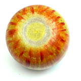 Extra Large Old Painted Treen Apple with Stencil Painted Green Leaves