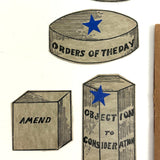 Longans Excellent, Super Scarce c. 1920s Cardboard Forms for Learning Parliamentary Procedure